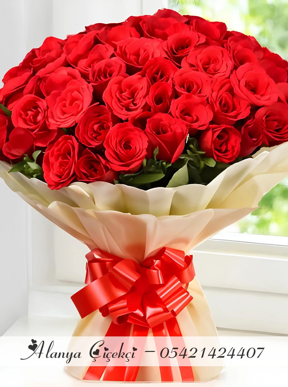 50 Tane Büyük Gül Buketi