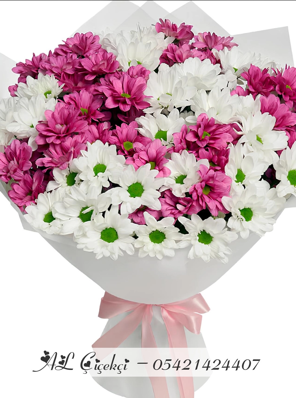 Beyaz Ve Mor Papatya Buketi