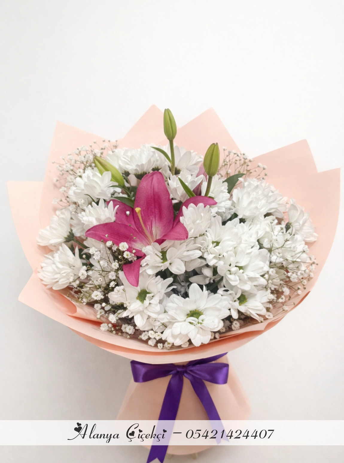 Lilyum Ve Beyaz Papatya Buketi