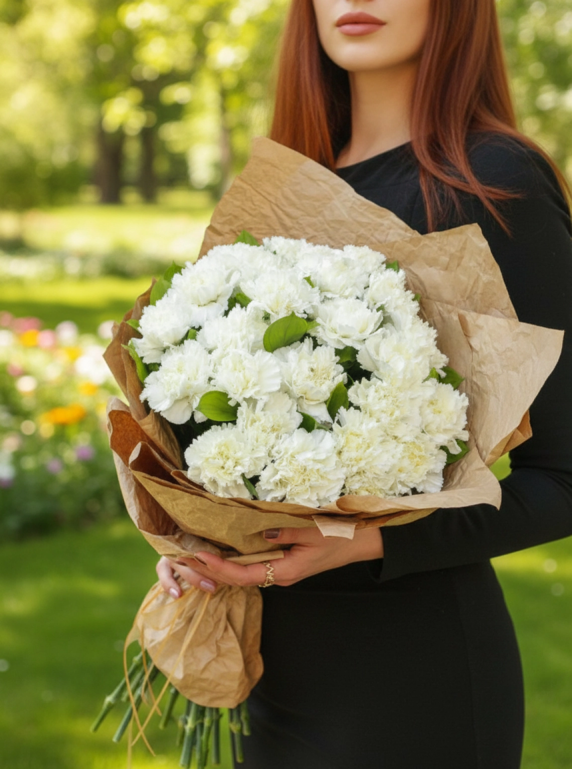 Lumi Pure White Carnation Bouquet