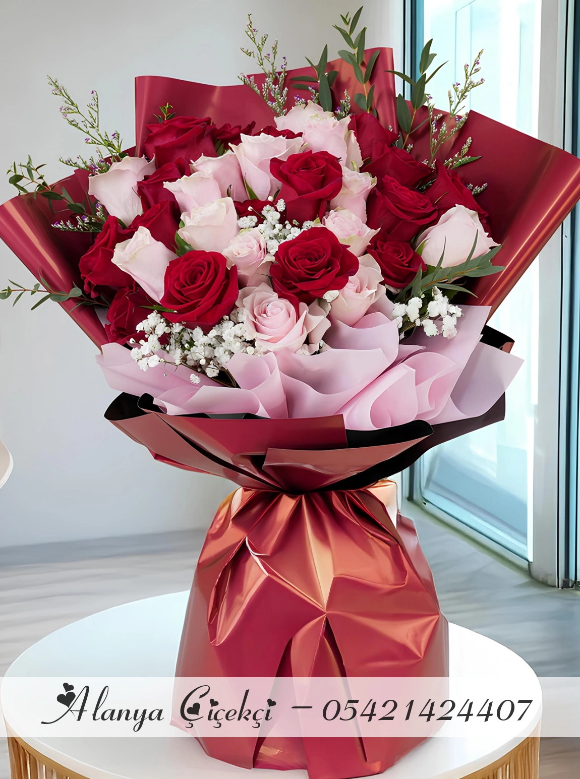 Pink and Red Rose Bouquets
