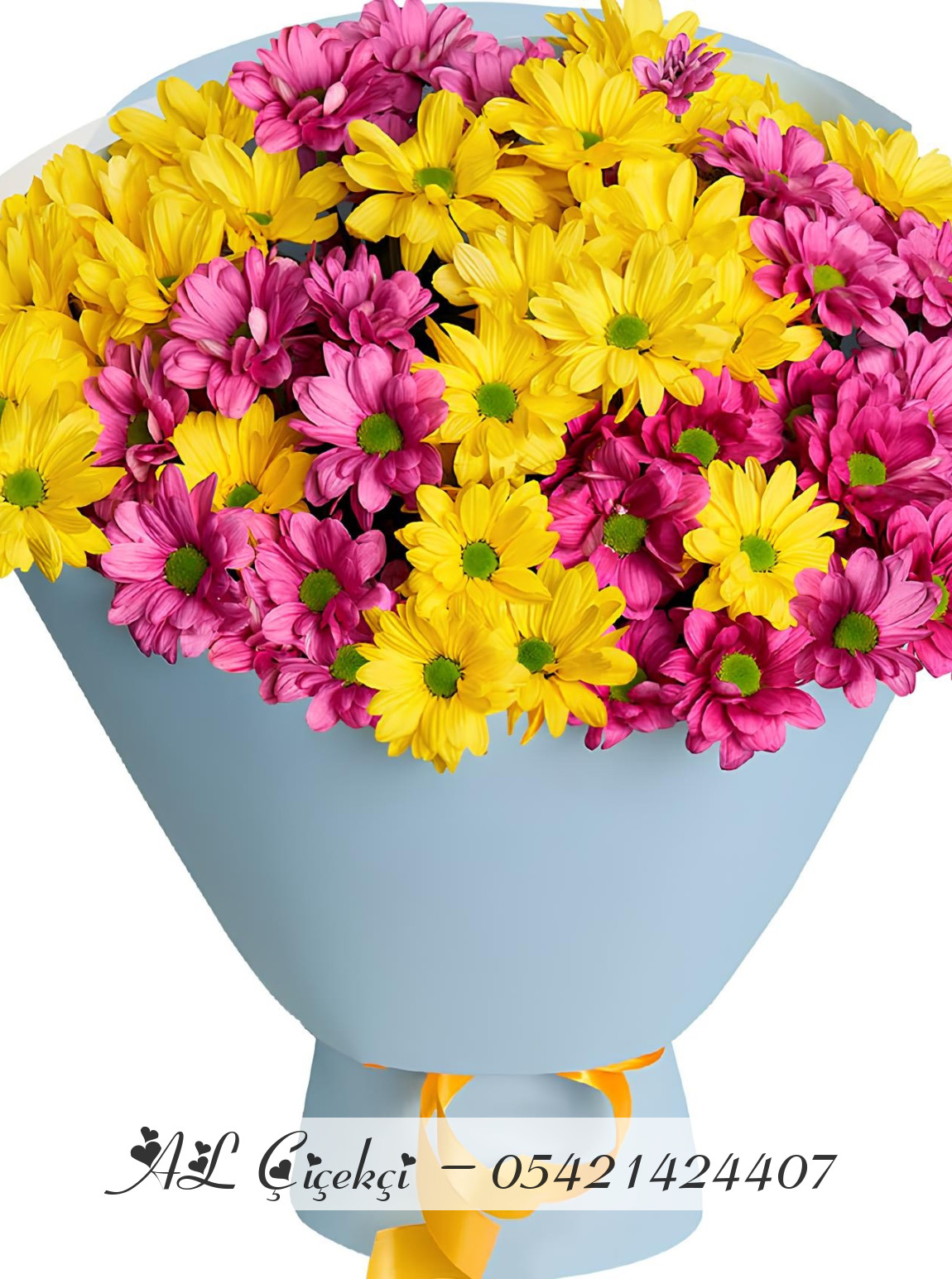 Mor Ve Sarı Papatya Buketi