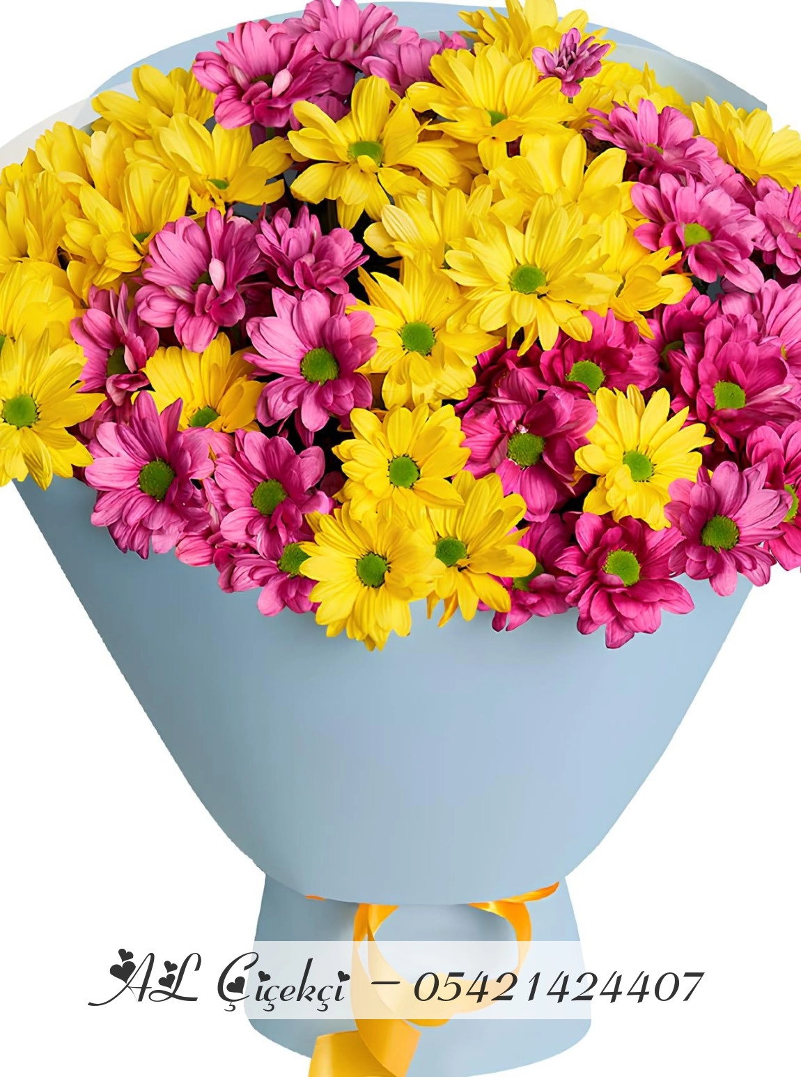 Mor Ve Sarı Papatya Buketi