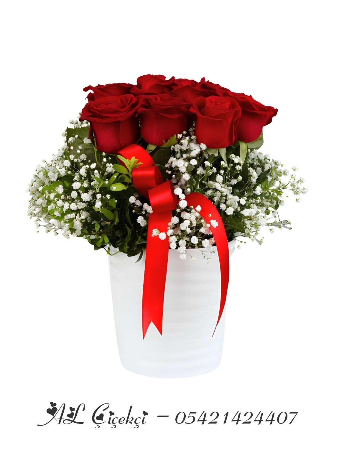 Özel Seramik Vazoda 9 Adet Gül