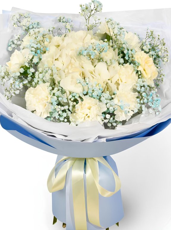 Özel Cipso Ve  Beyaz Karanfil Buketi