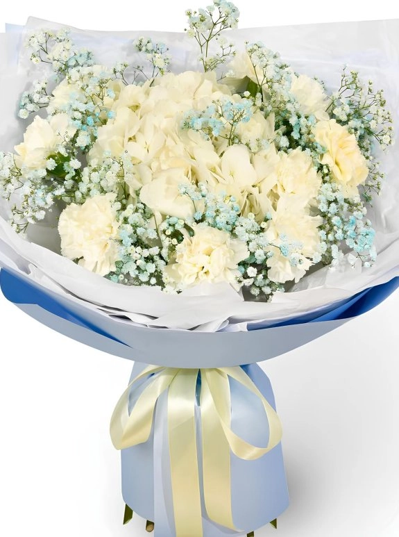 Özel Cipso Ve  Beyaz Karanfil Buketi