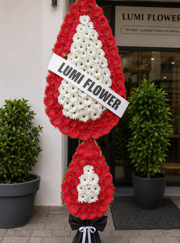 Red and White Artificial Gerbera Wedding Wreath