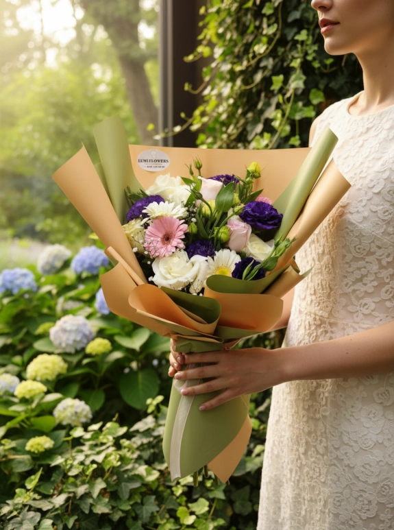 Lisyantus Gül Gerbera Buketi