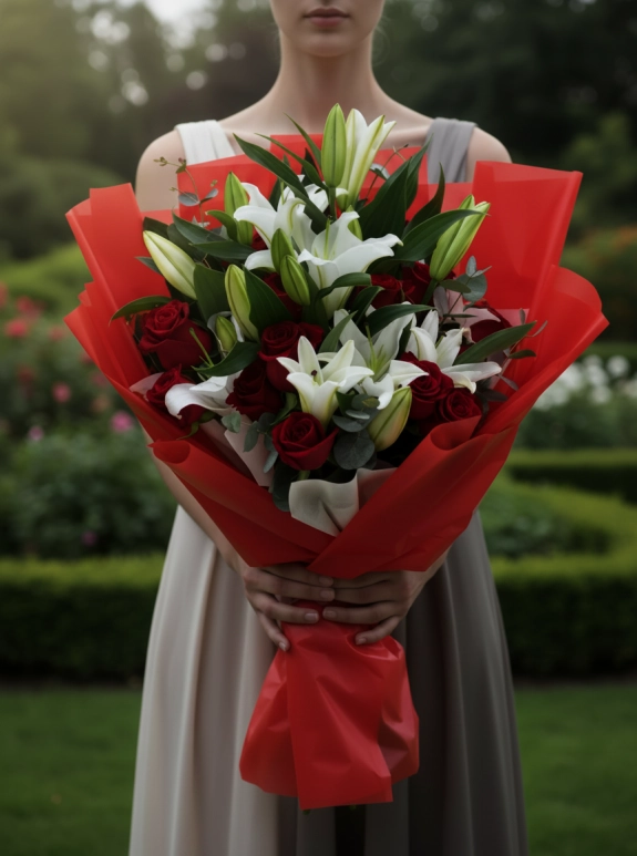 Ruby Lily Rose Bouquet