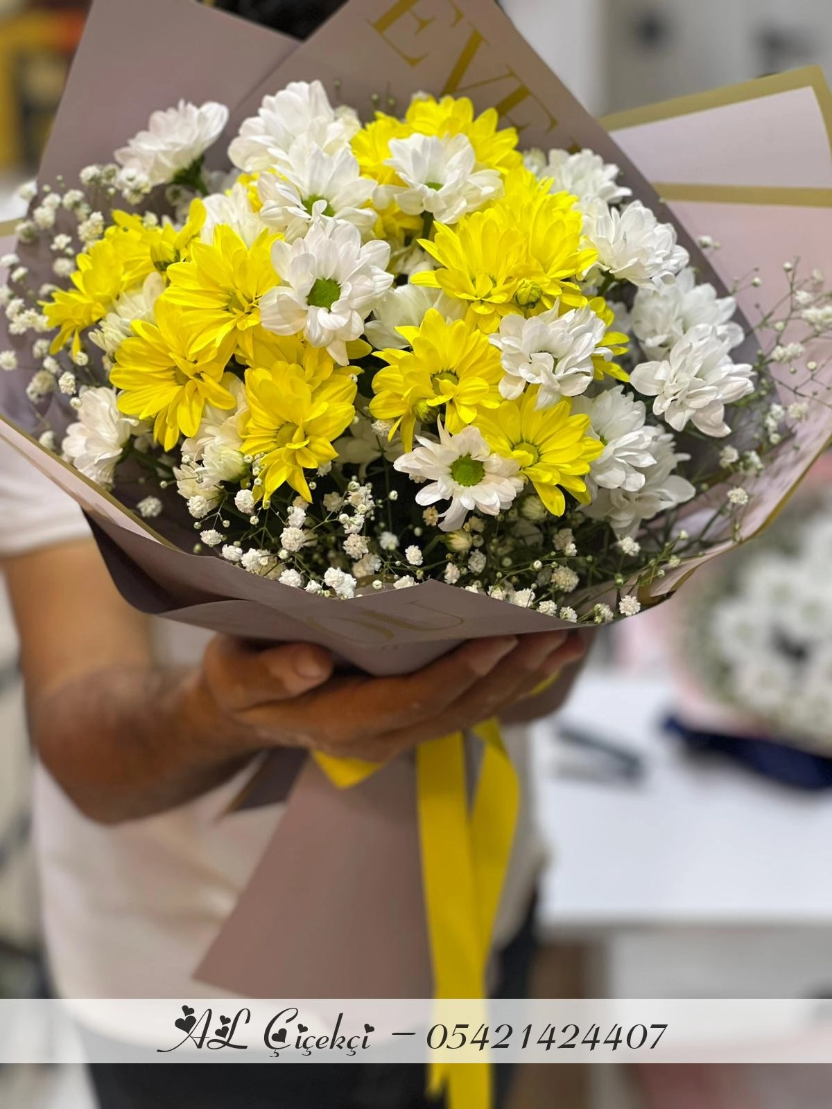 Sarı & Beyaz Papatya Buketi